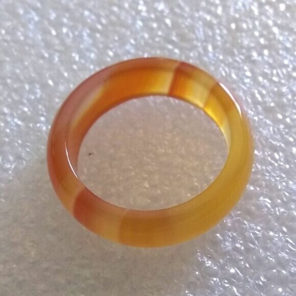 Tropical Juicy Citrus Colors ~ Banded Agate Stone Ring Size 7 ~ Friendship Ring - Picture 3 of 11